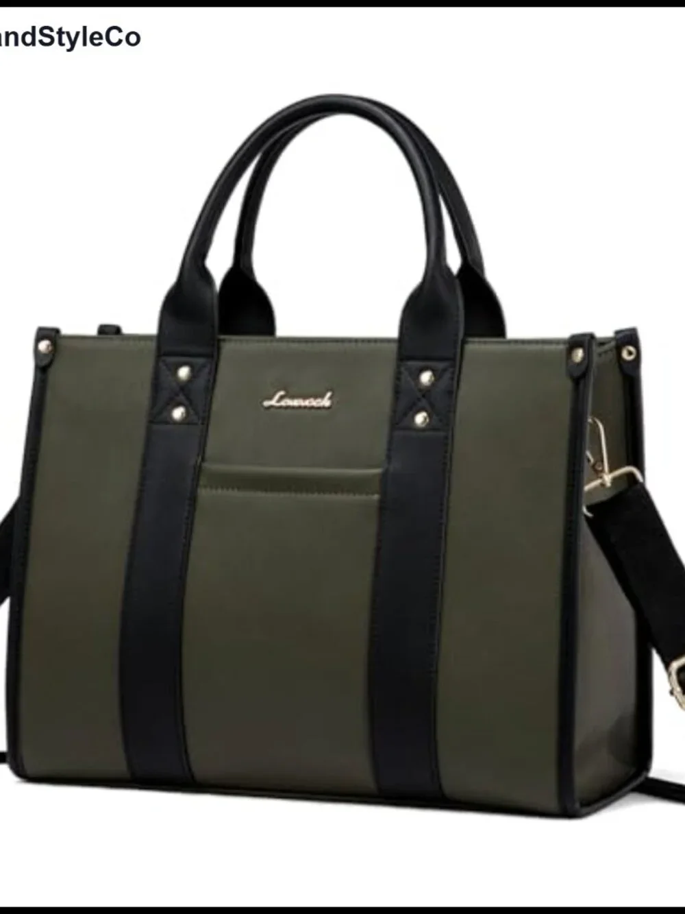 Faux Leather Satchel Tote Bag with Zipper Adjustable Strap Fits 13